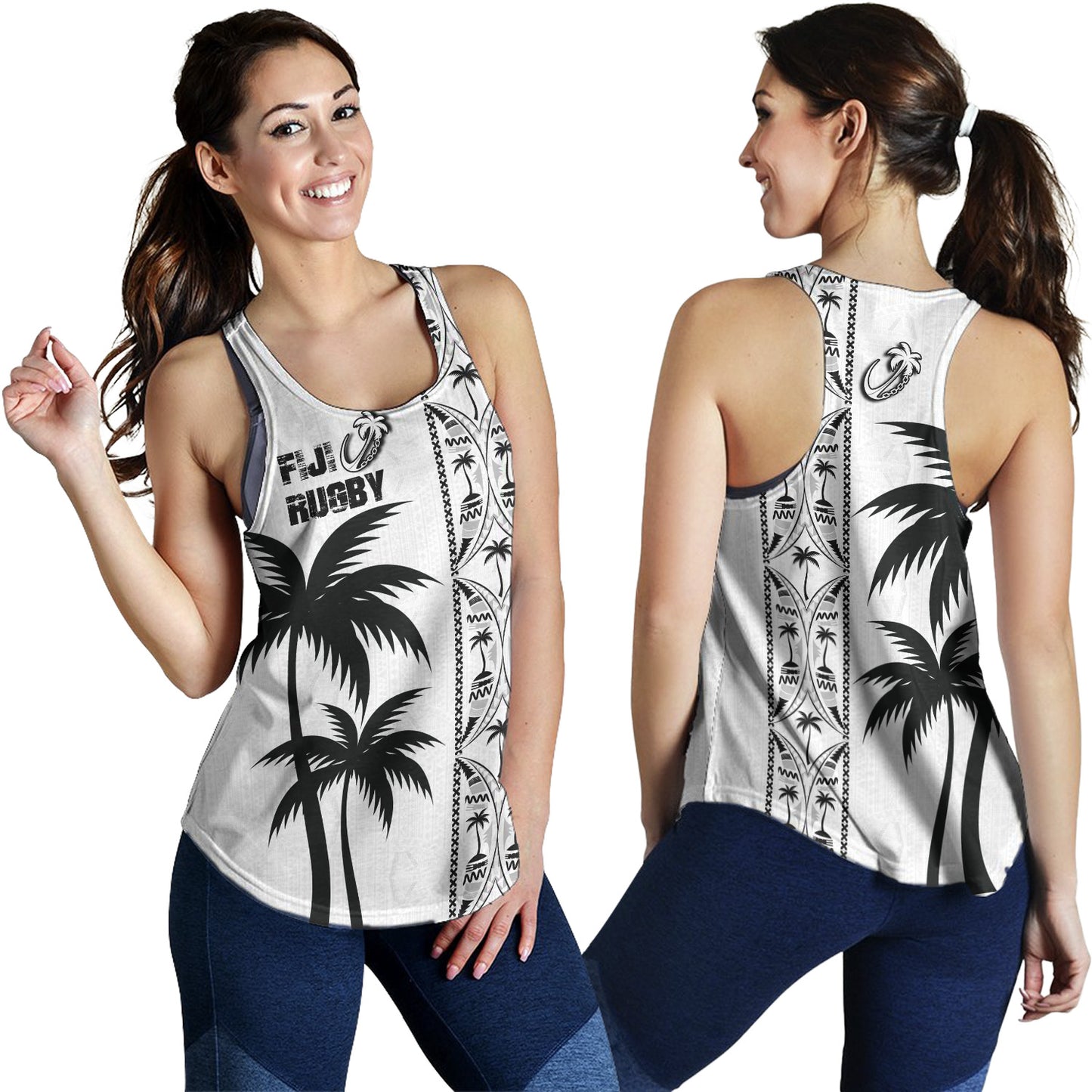 Fiji Women Tank Fiji Rugby Tapa Palms Tree Designs
