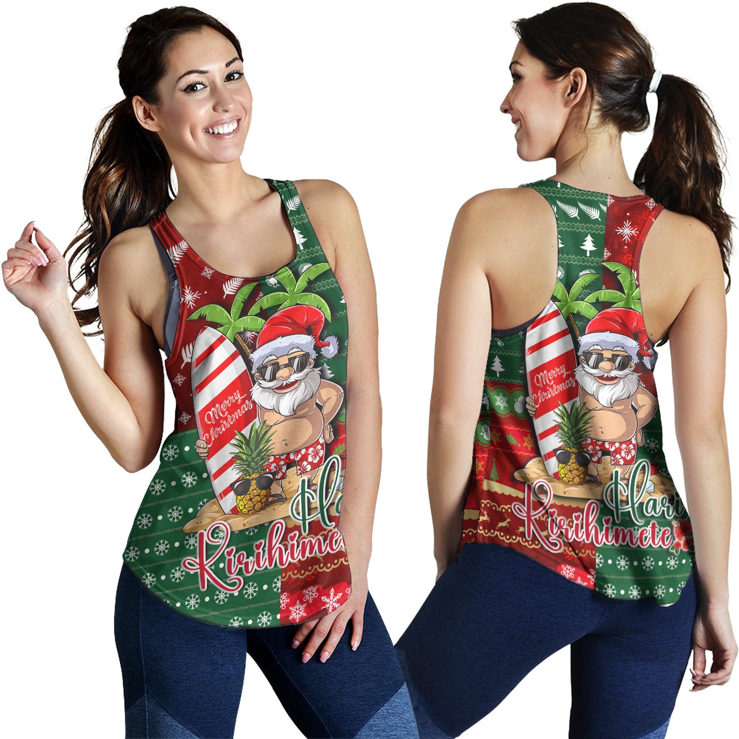 New Zealand Women Tank Maori Hari Kirihimete Tropical Xmas Patterns