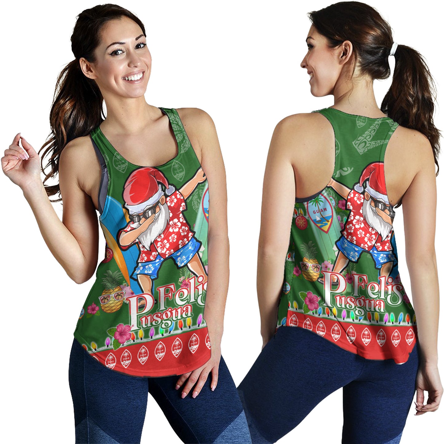 Guam Women Tank Felis Pusgua Tropical Xmas Patterns