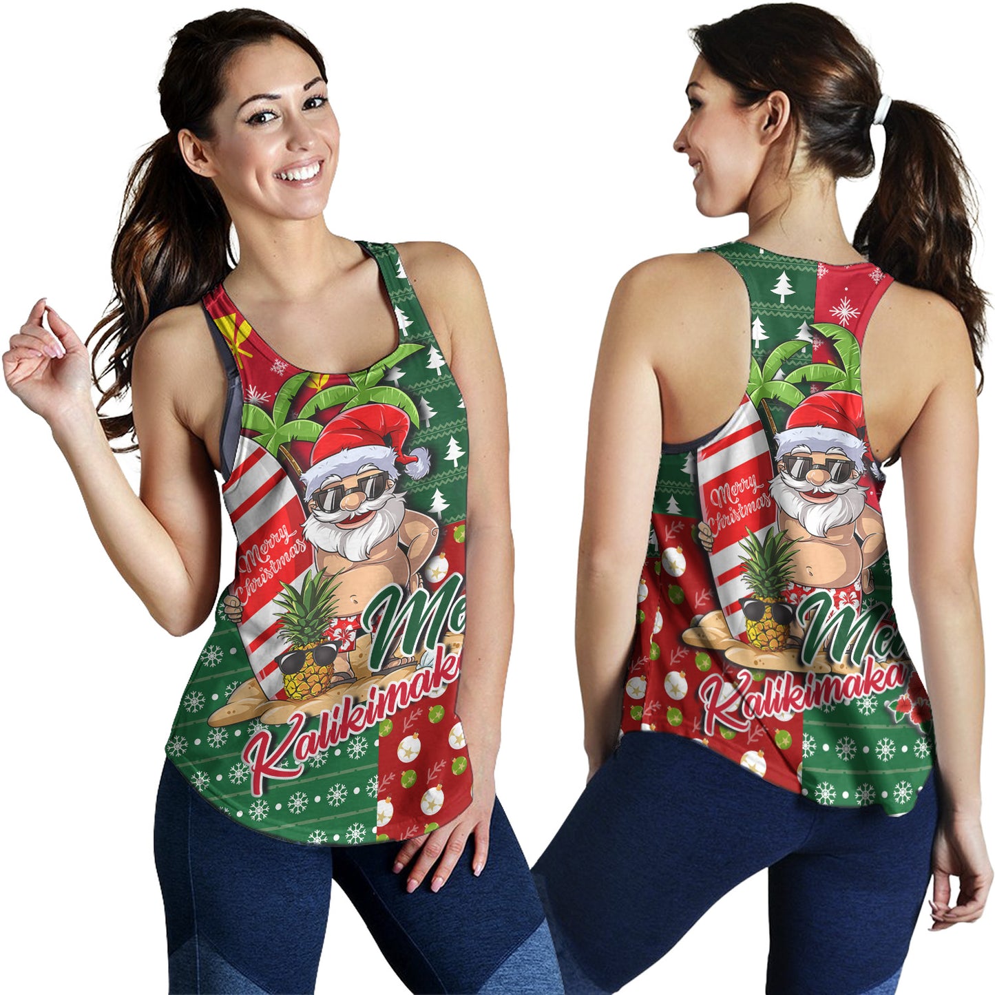 Hawaii Women Tank Mele Kalikimaka Hawaii Christmas Patterns