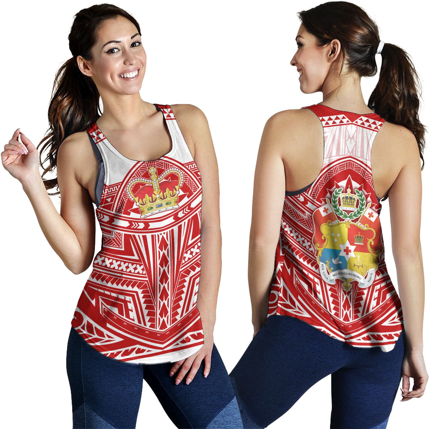 Tonga Women Tank Seal Tribal Flag Color Design