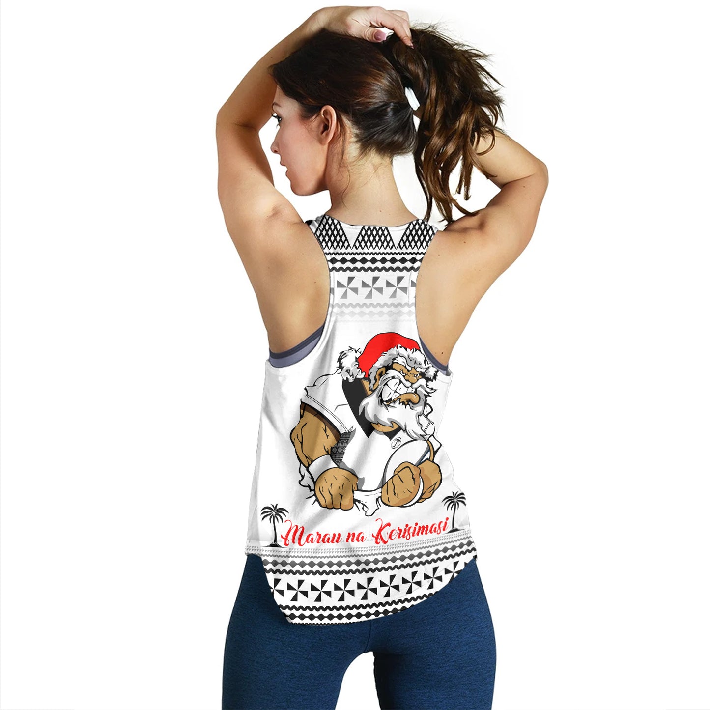 Fiji Women Tank Marau na Kerisimasi Rugby Santa Style