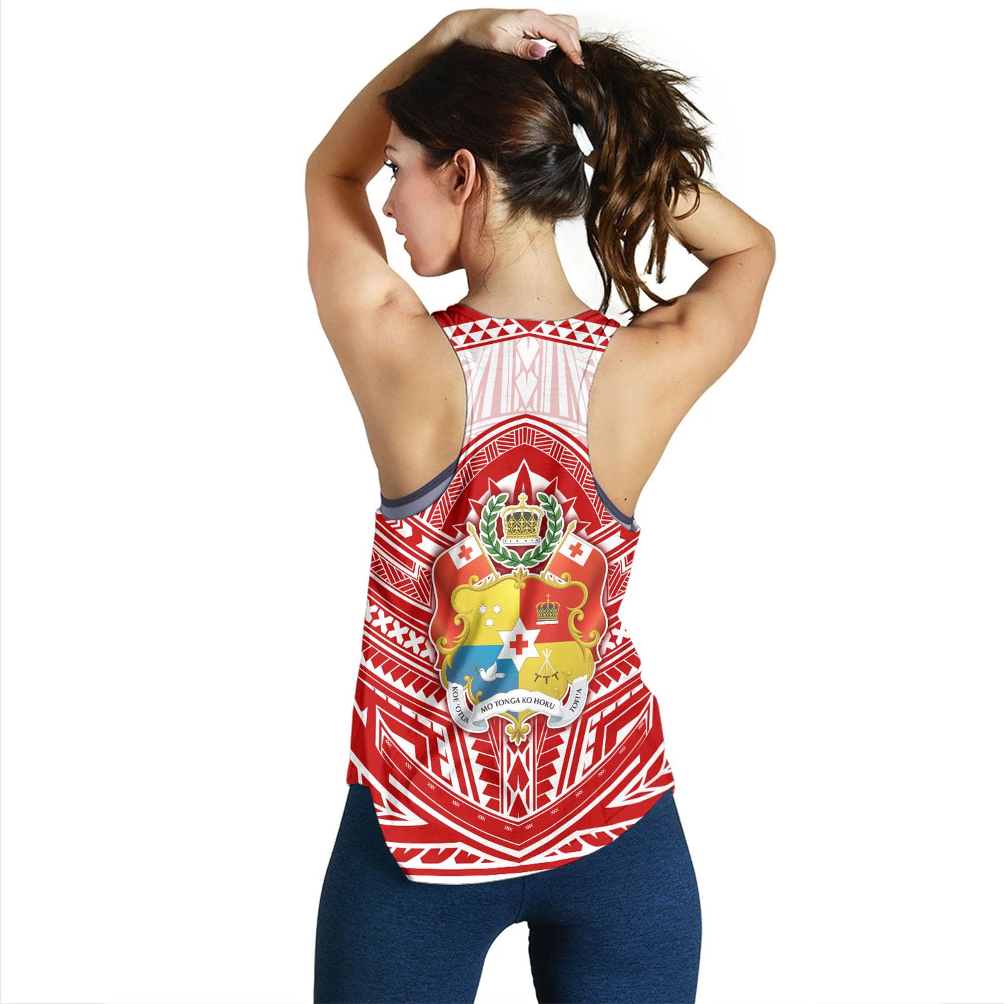 Tonga Women Tank Seal Tribal Flag Color Design
