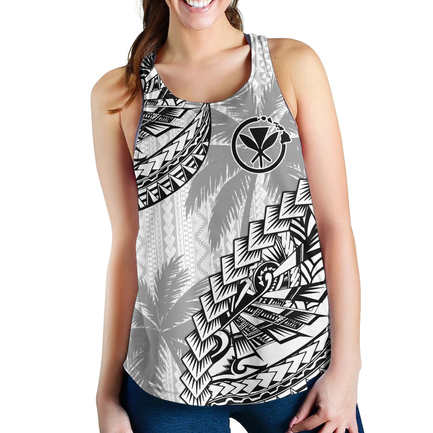 Hawaii Women Tank Custom Personalised Polynesian Pattern Palm Tree