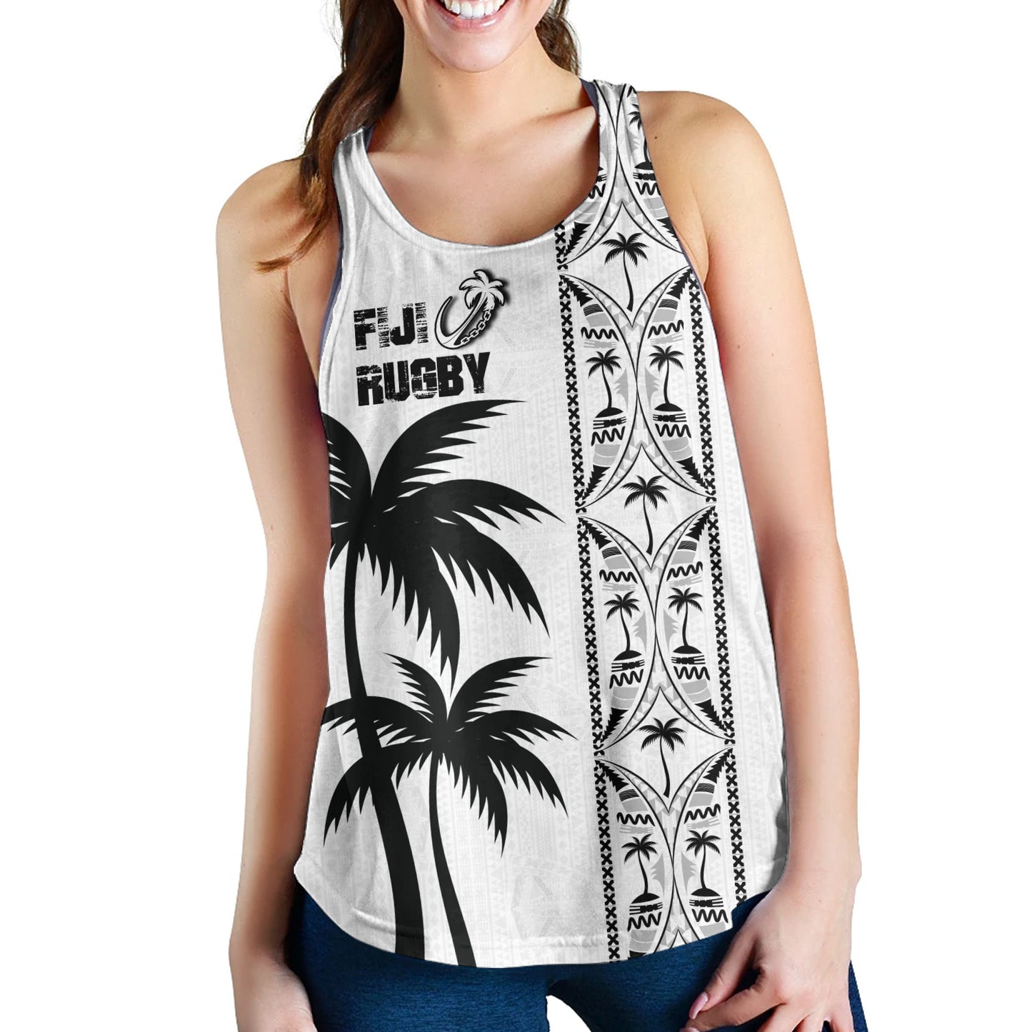 Fiji Women Tank Fiji Rugby Tapa Palms Tree Designs