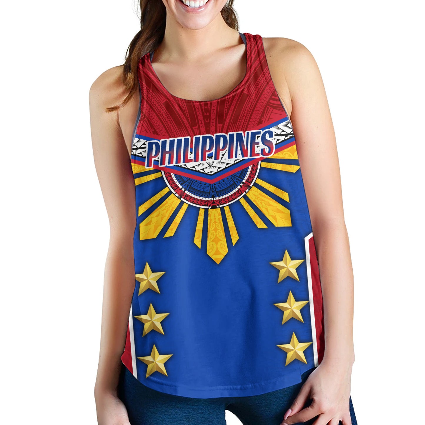 Philippines Filipinos Women Tank Half-Up Style Flag