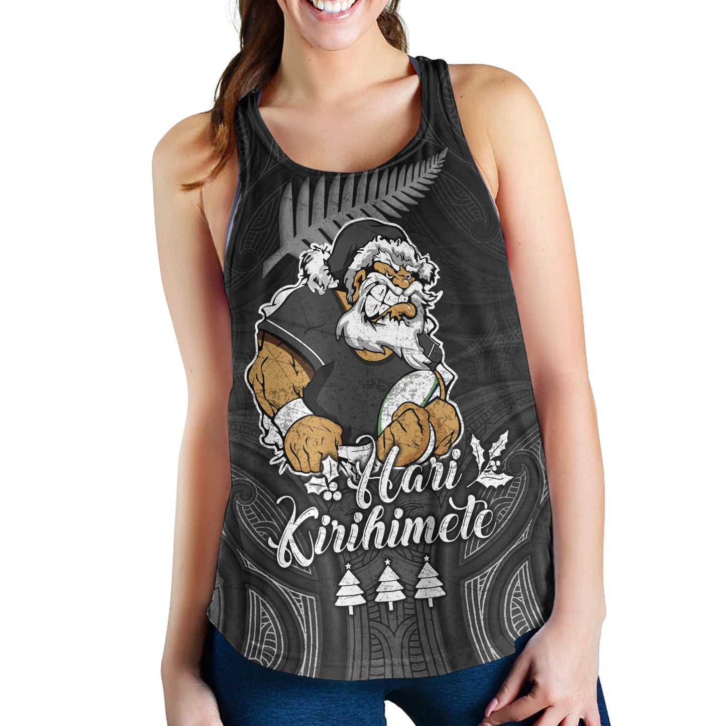 New Zealand Women Tank Hari Kirihimete Rugby Santa Style