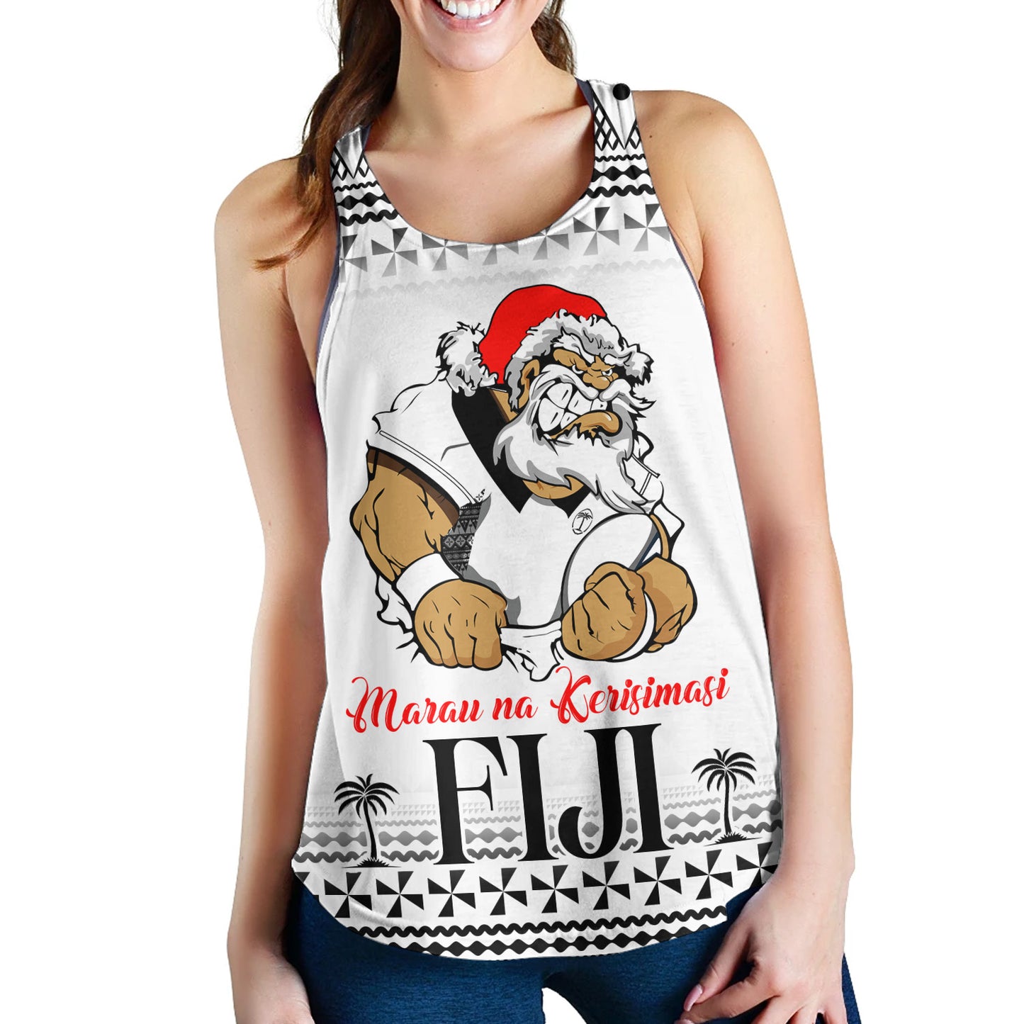 Fiji Women Tank Marau na Kerisimasi Rugby Santa Style