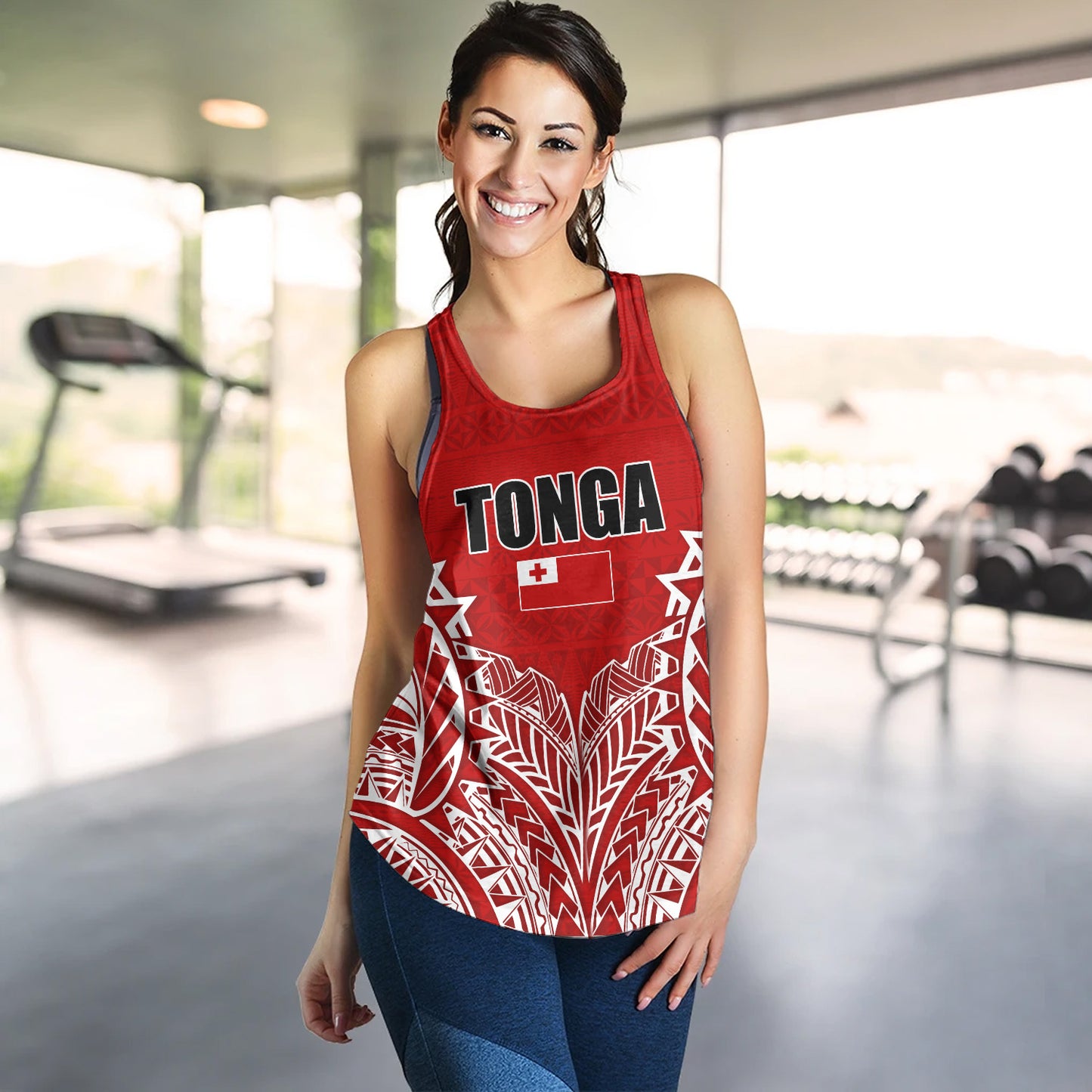 Tonga Custom Personalised Women Tank Seal With Flag Style