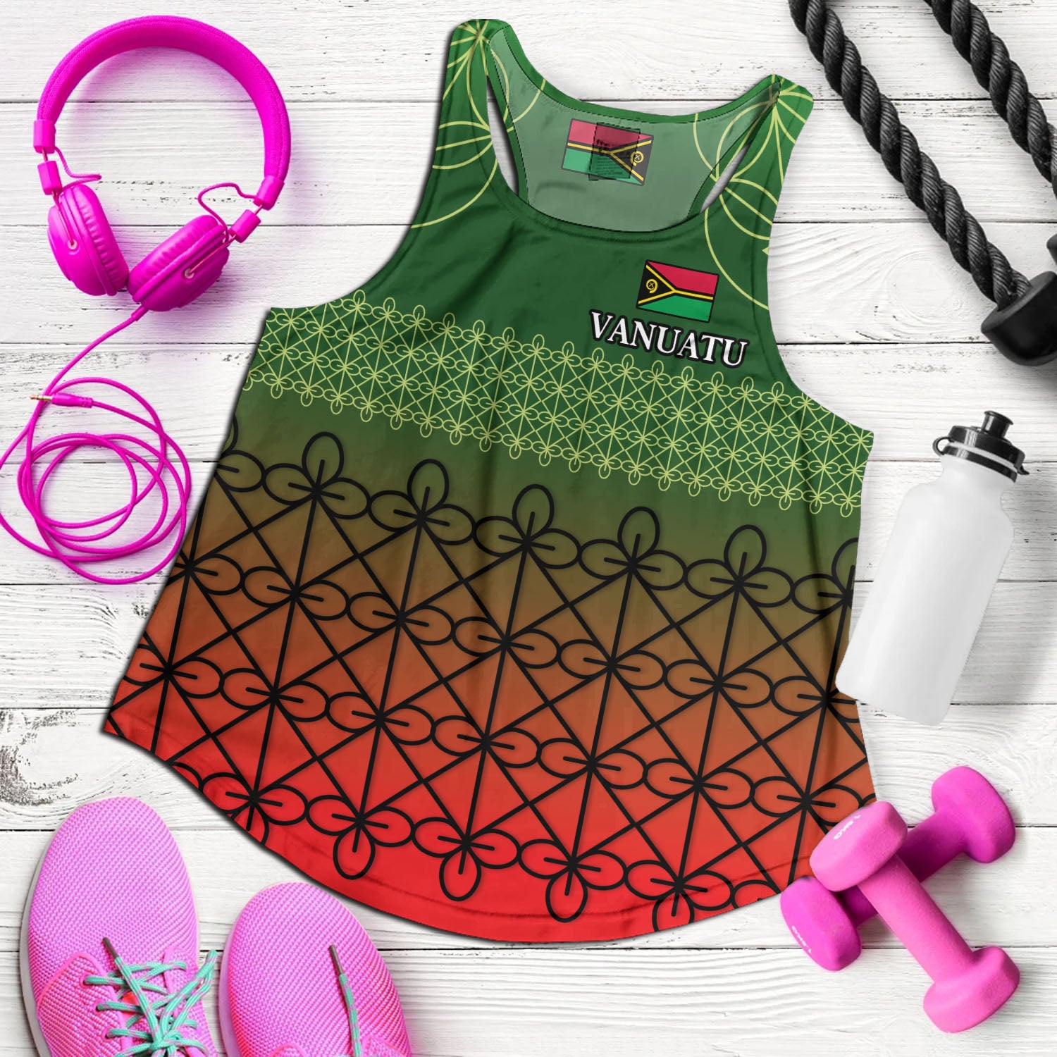 Vanuatu Women Tank Custom Seal Flag Color Mutis En Atan Design