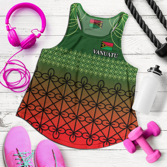 Vanuatu Women Tank Custom Seal Flag Color Mutis En Atan Design