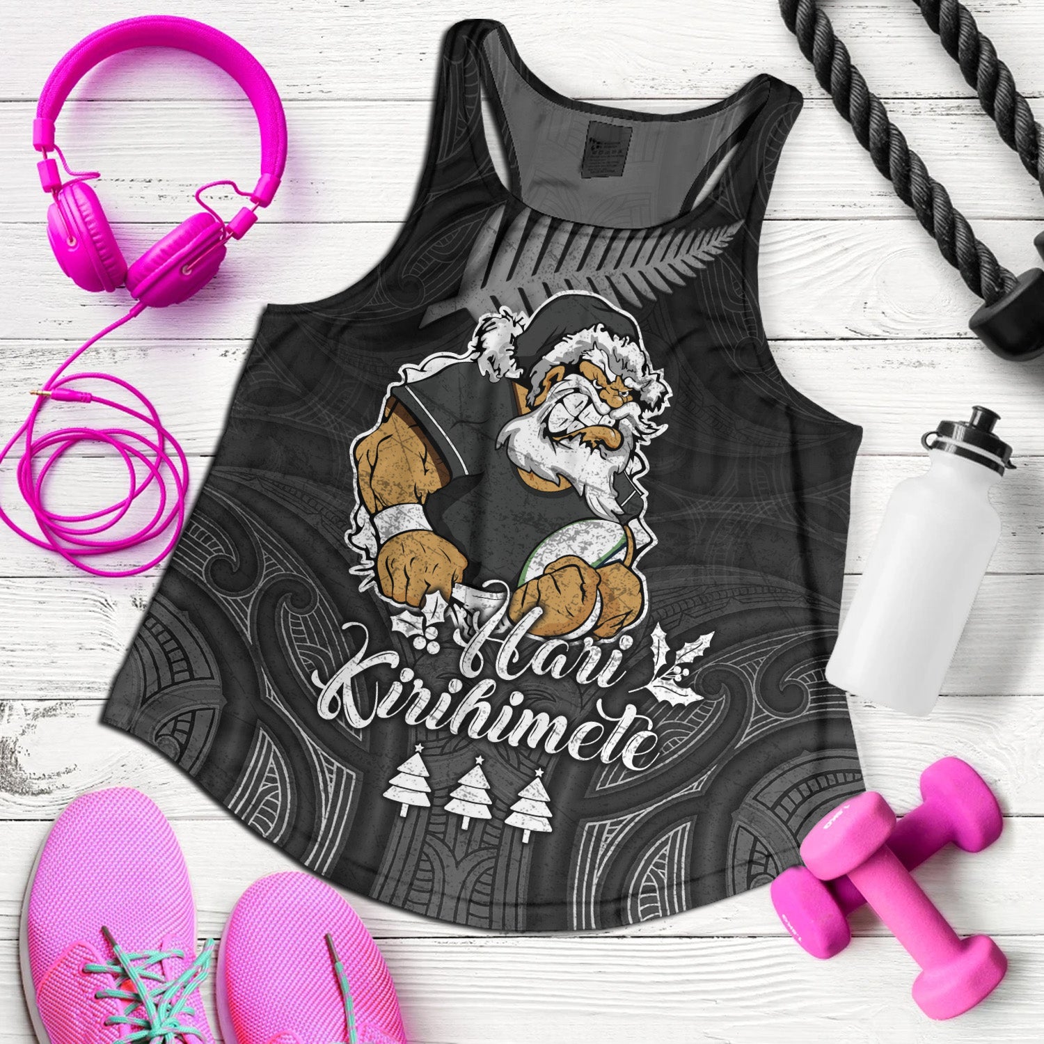 New Zealand Women Tank Hari Kirihimete Rugby Santa Style