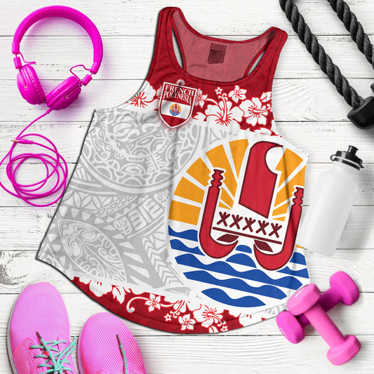 French Polynesia Women Tank Seal With Plumeria Flowers Polynesia Patterns