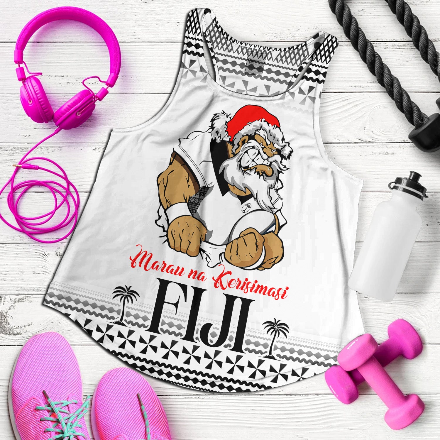 Fiji Women Tank Marau na Kerisimasi Rugby Santa Style
