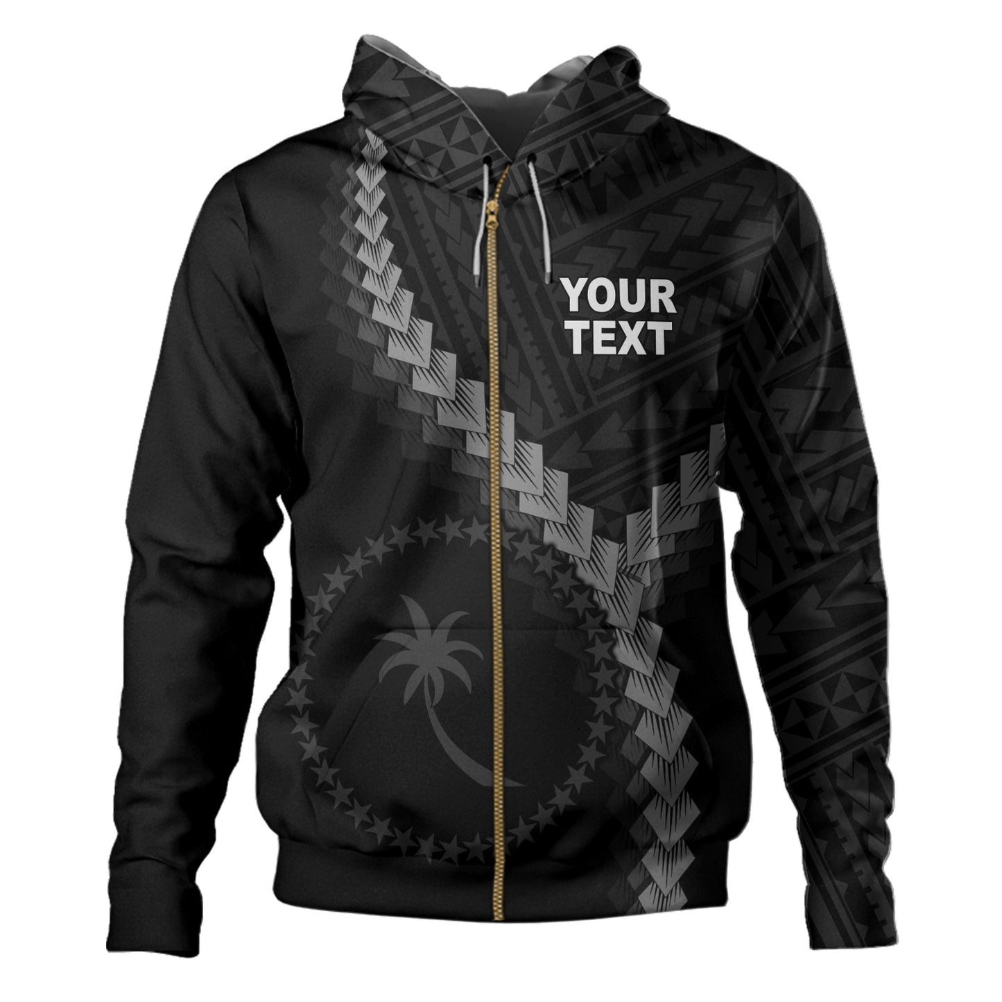 Chuuk State Hoodie Coat Of Arm Polynesian Tattoo Style