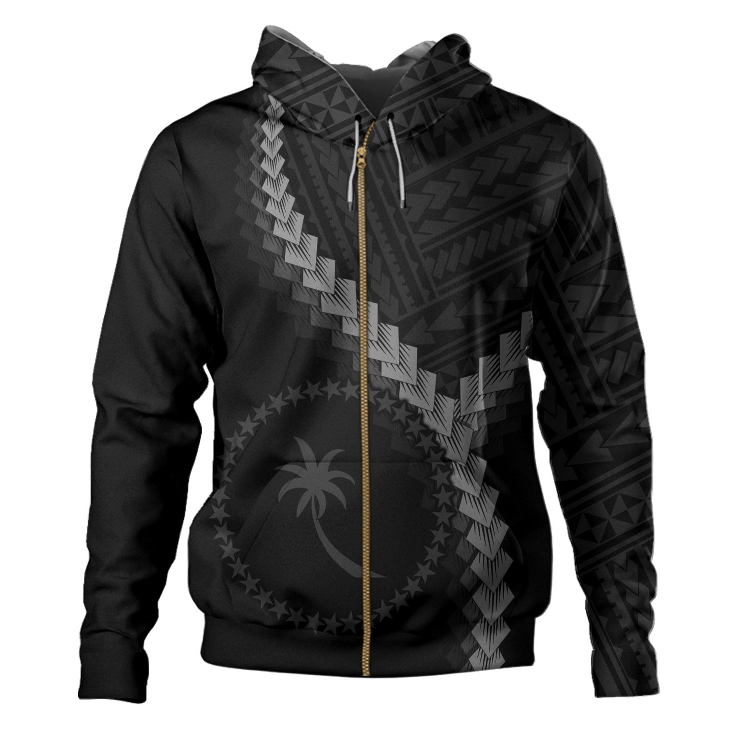 Chuuk State Hoodie Coat Of Arm Polynesian Tattoo Style