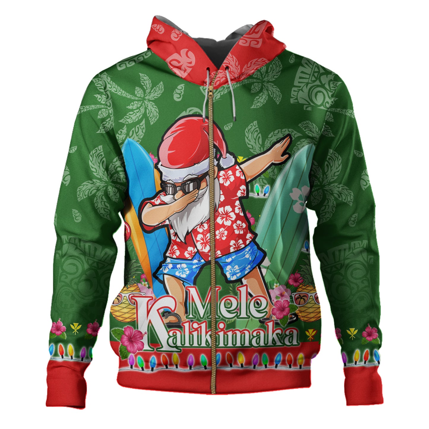 Hawaii Hoodie Mele Kalikimaka Dabbing Santa Christmas Style