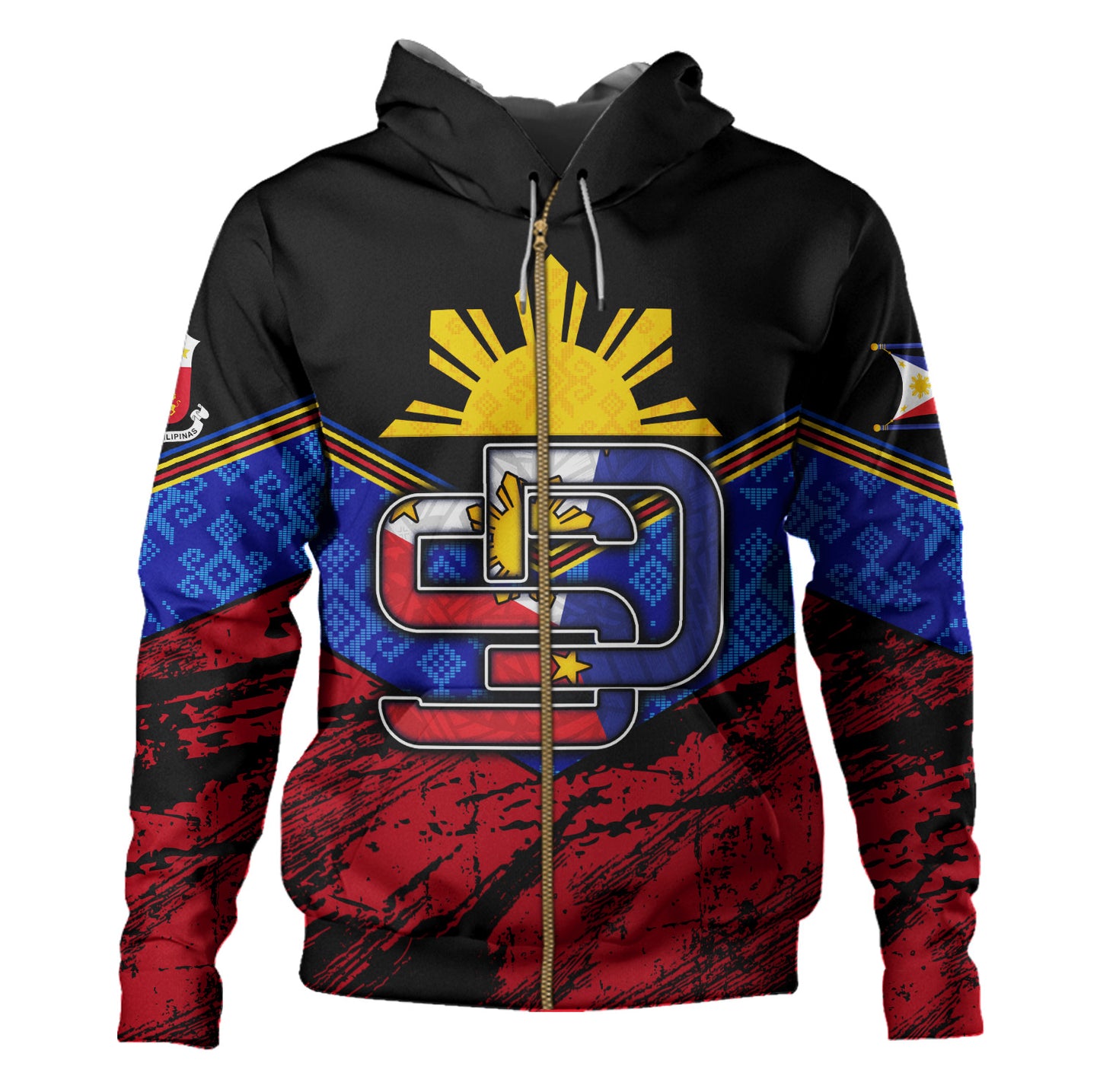 Philippines Filipinos Hoodie San Diego Filipino Grunge Brush Stroke Style