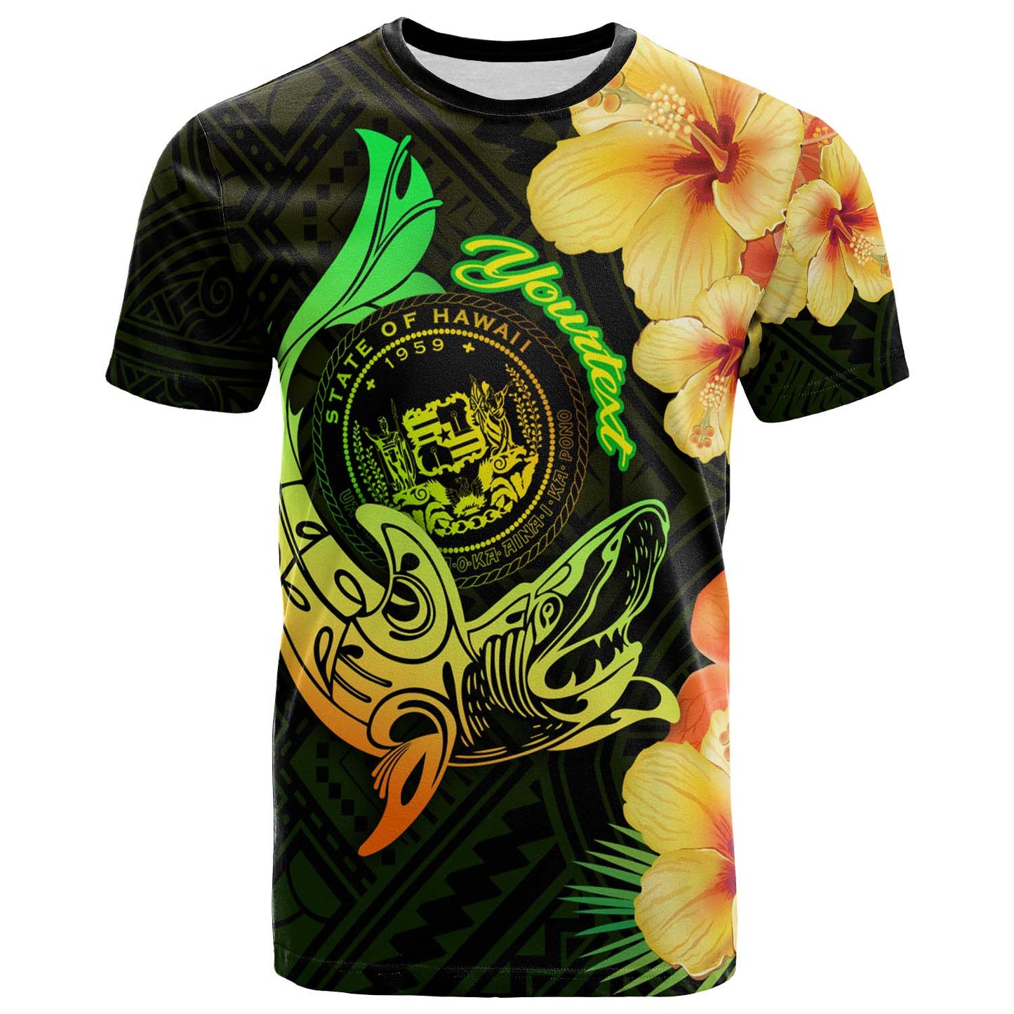 Hawaii Polynesian T-shirt - Custom Hawaii Sharks Tribal Patterns Green