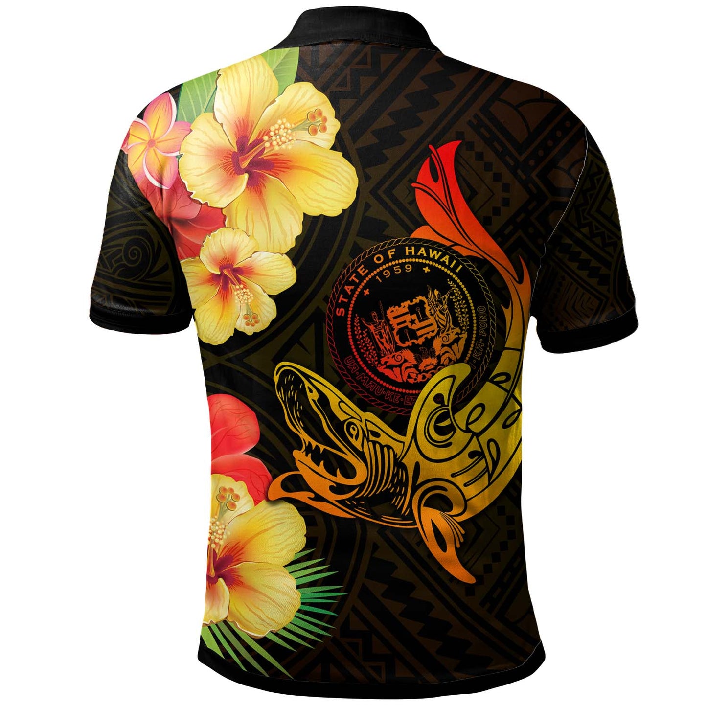 Hawaii Polynesian Polo Shirt - Custom Hawaii Sharks Tribal Patterns Orange