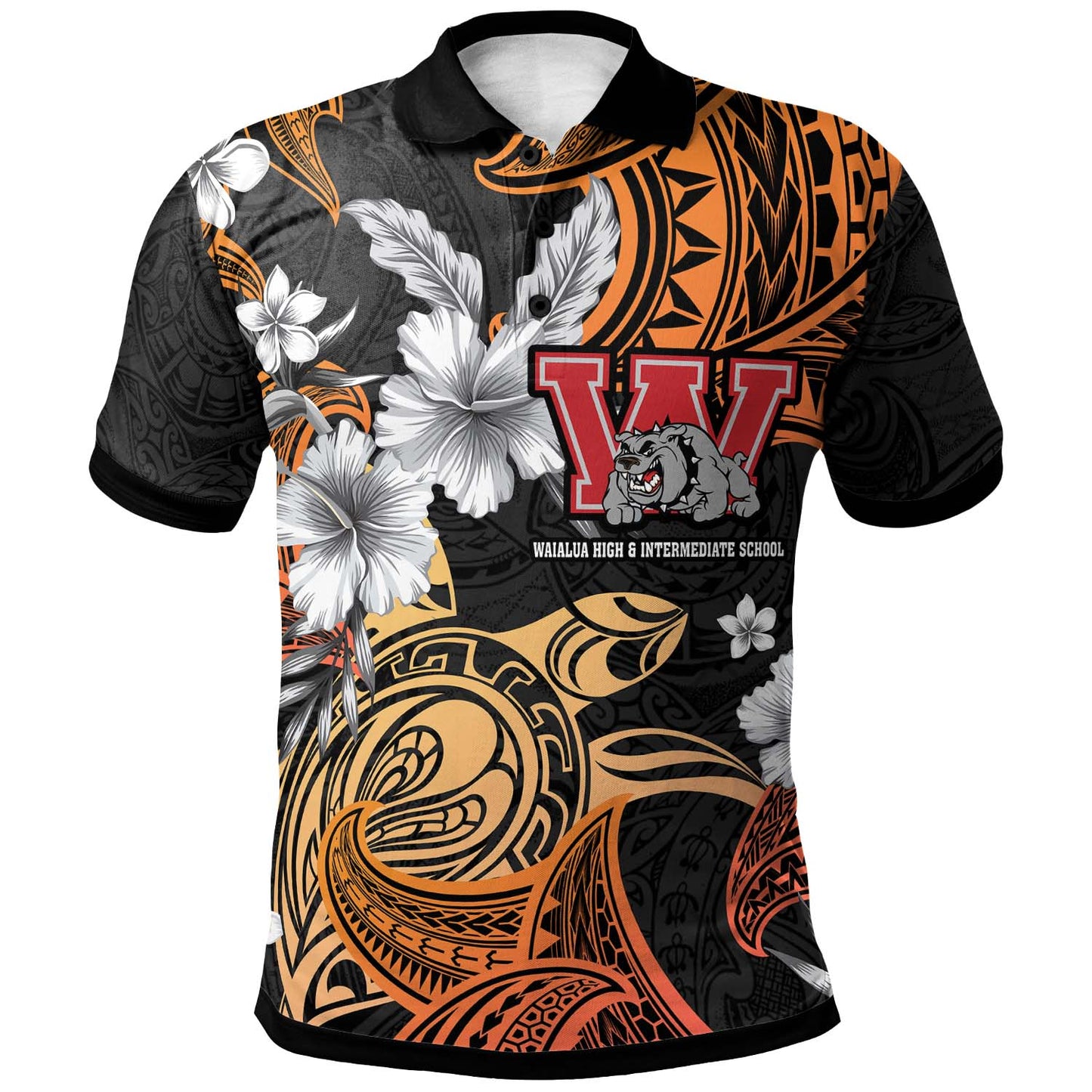 Hawaii Custom Personalised Polo Shirt - Waialua High & Intermediate School Tribal Pattern