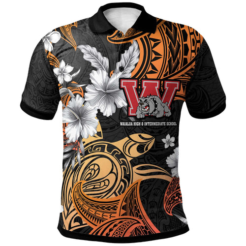 Hawaii Custom Personalised Polo Shirt - Waialua High & Intermediate School Tribal Pattern