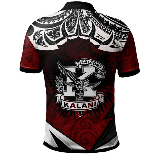 Hawaii Custom Polo Shirt - Kalani High School Red Falcon Polynesian Pattern Apparel