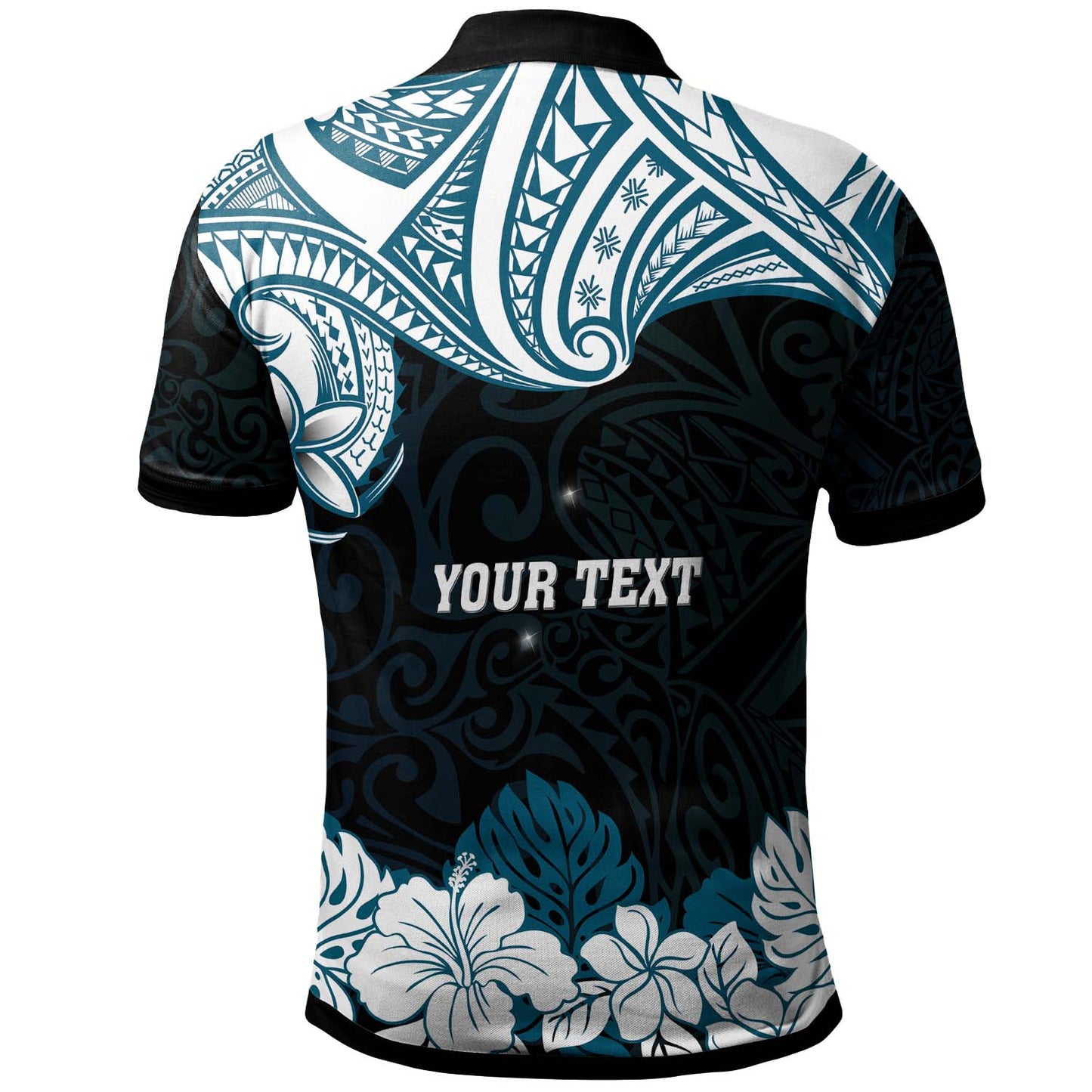 Hawaii Kapolei High School Custom Polo Shirt - Kapolei High School Hibicus Flower and Polynesian Pattern