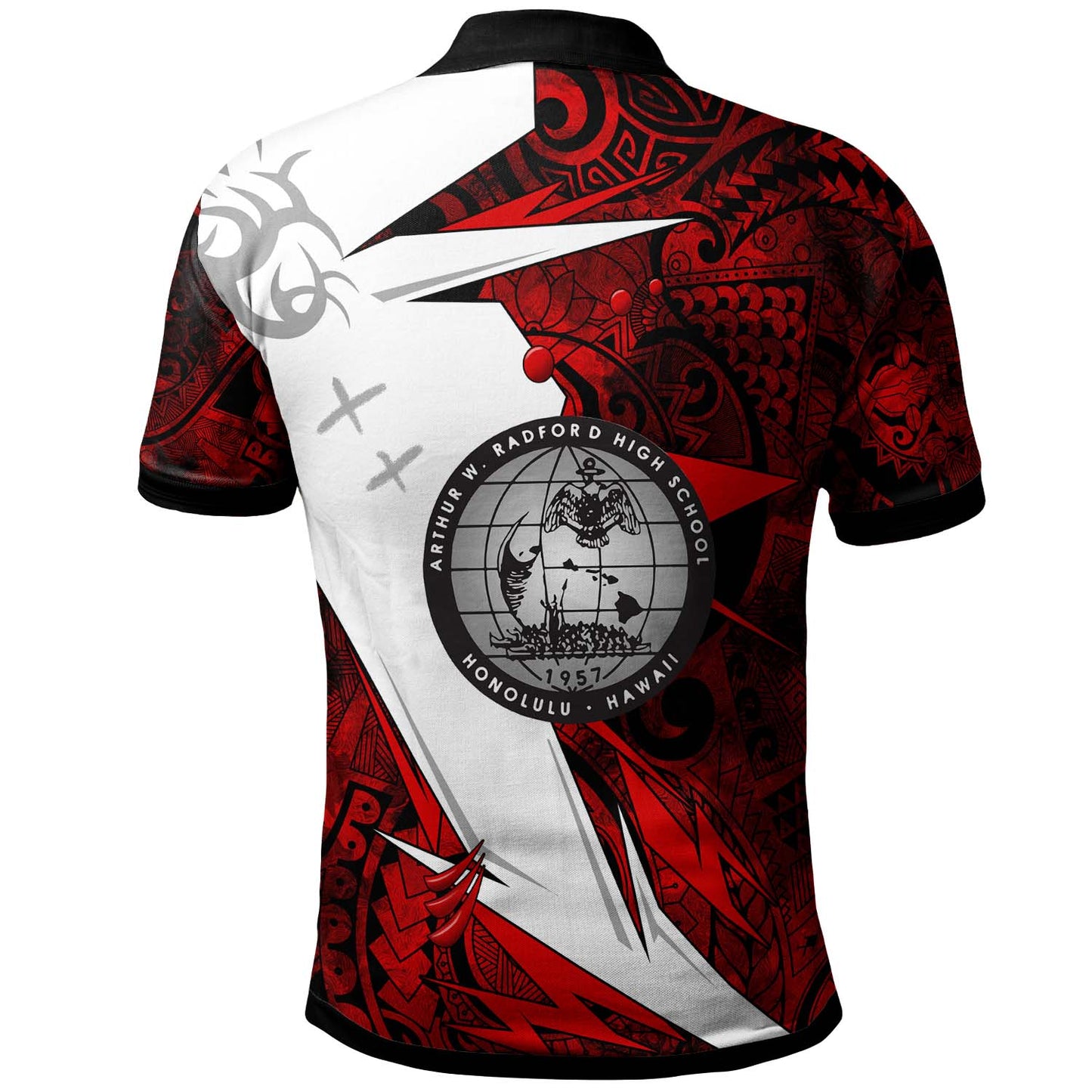 Hawaii Polynesian Polo Shirt - Admiral Arthur W. Radford High School Tribal Pattern