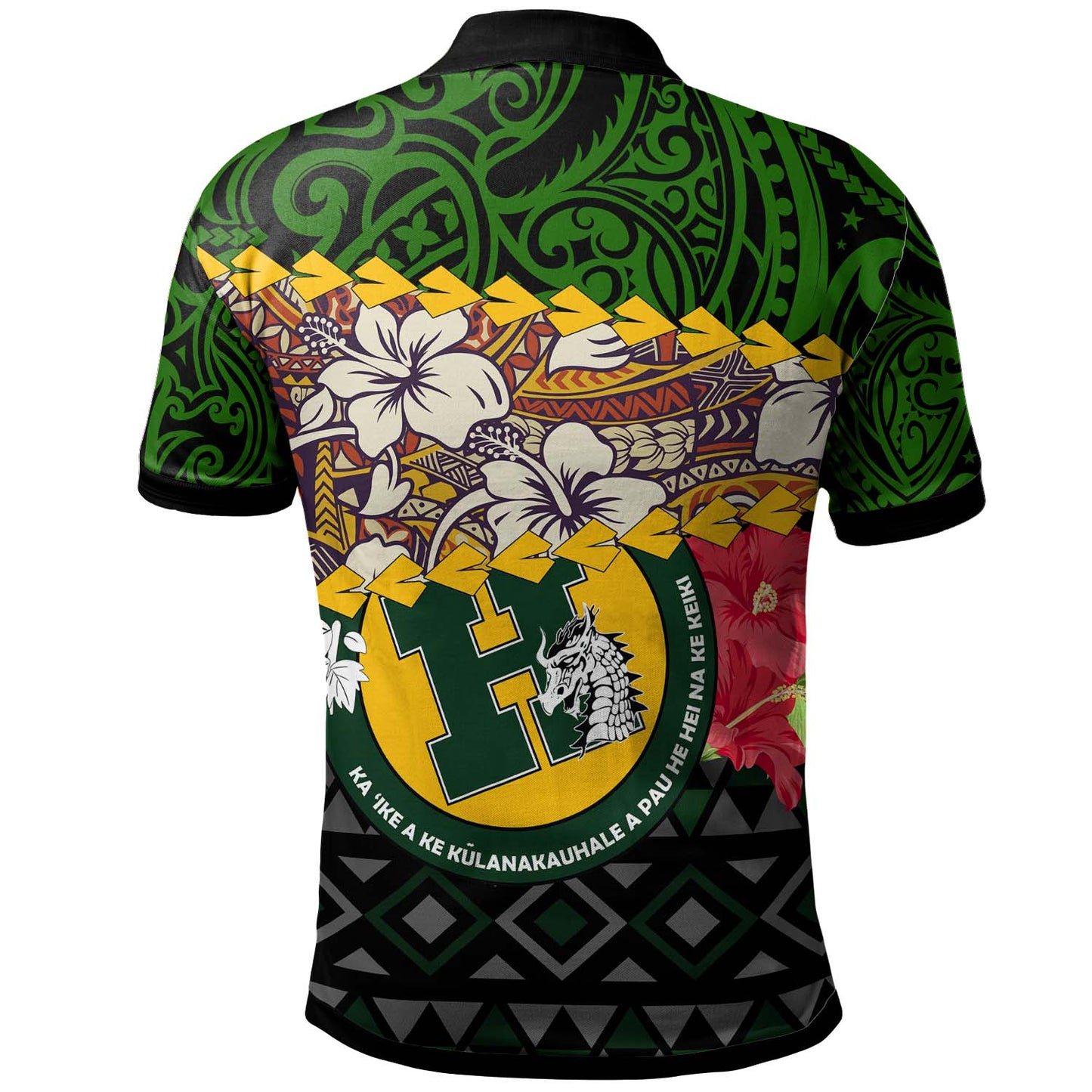 Hawaii Custom Personalised Polo Shirt - Hana High & Intermediate School Dragon Polynesian Pattern