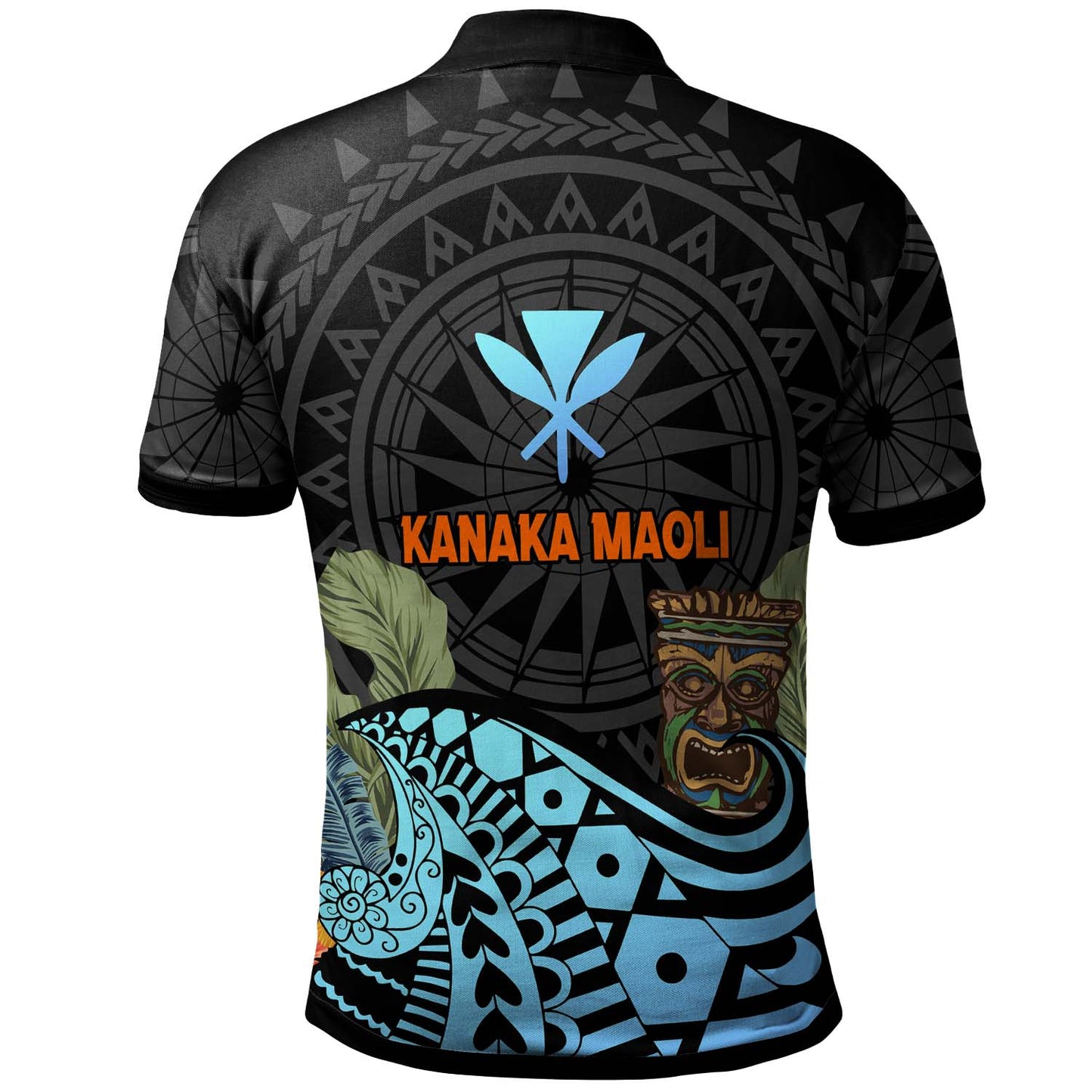 Kanaka Maoli Polo shirt - Custom Personalised Kamehameha King and Tiki Mask Polynesian Culture