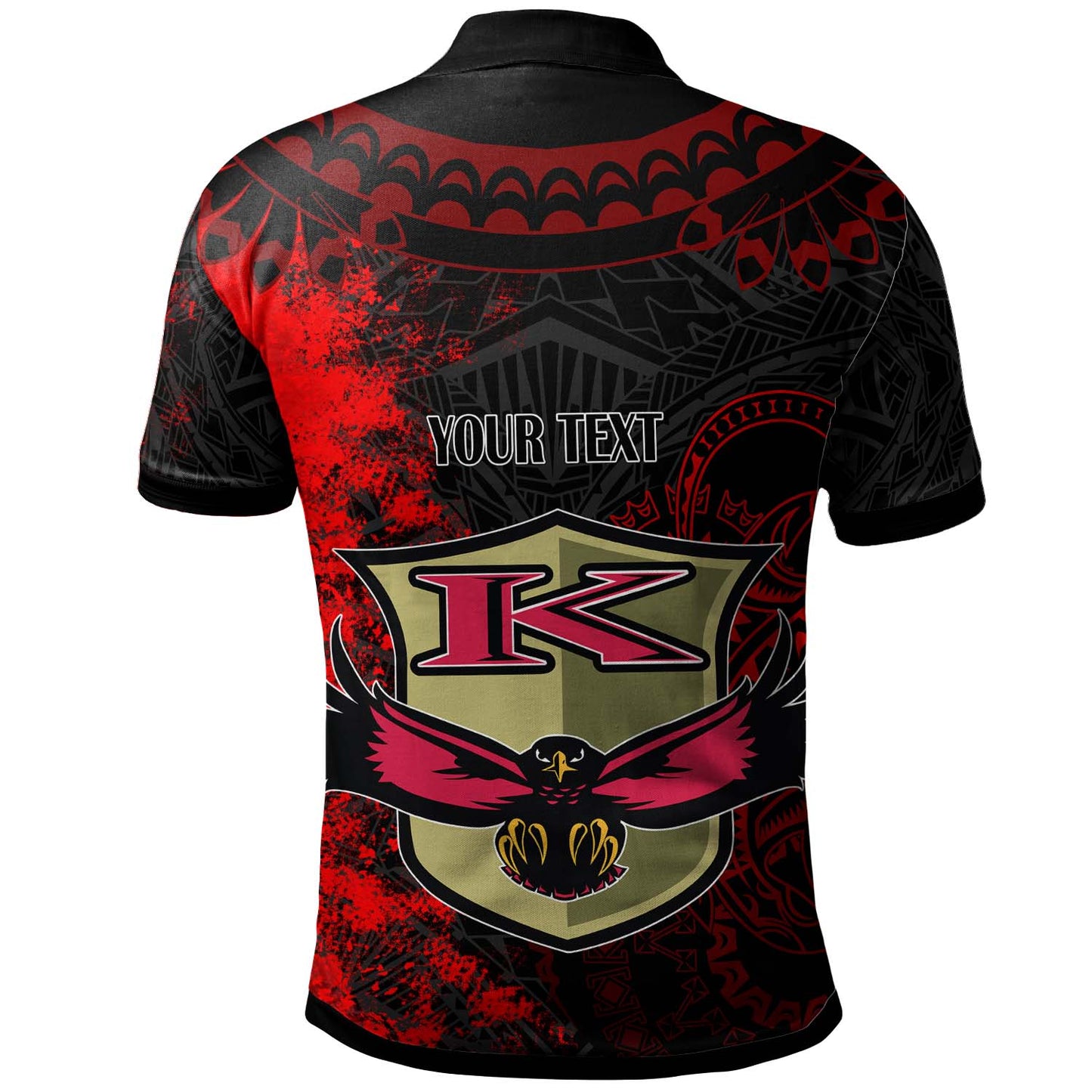 Hawaii Custom Polynesian Polo Shirt - Kauai High School Red Eagles Polynesian Tribal Pattern
