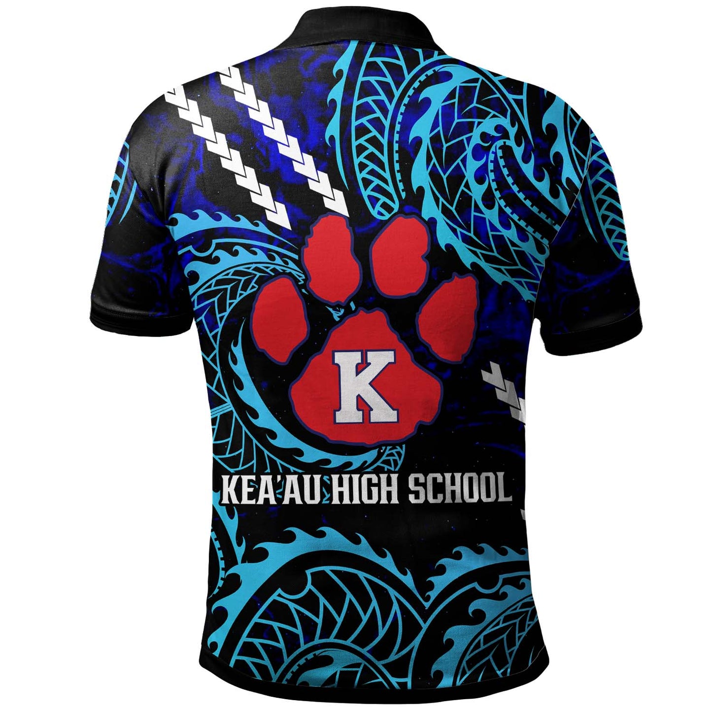 Hawaii Custom Polo Shirt - Keaau High School Cougars with Polynesian Patterns Galaxy