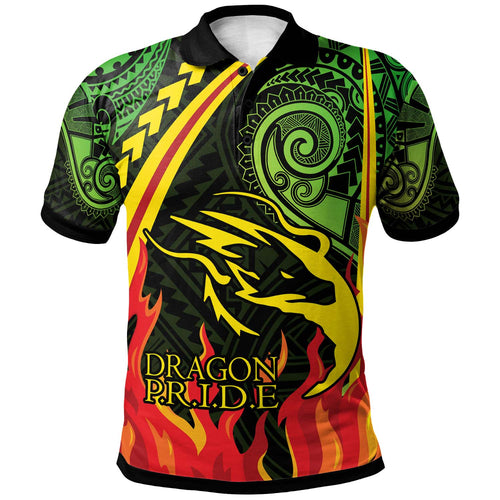 Hawaii Custom Polo Shirt - Honokaa High And Intermediate School Polynesian Pattern Fire