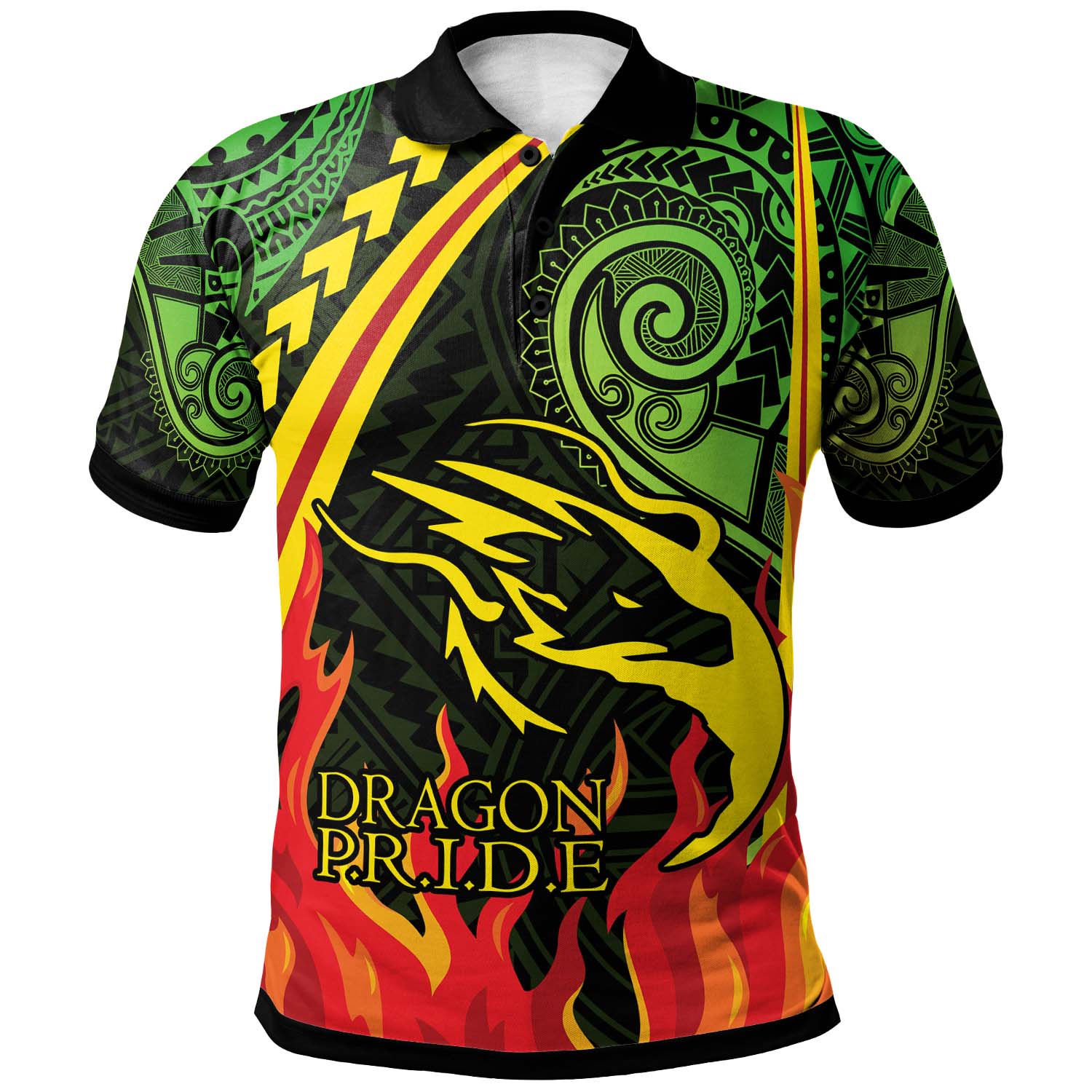 Hawaii Custom Polo Shirt - Honokaa High And Intermediate School Polynesian Pattern Fire