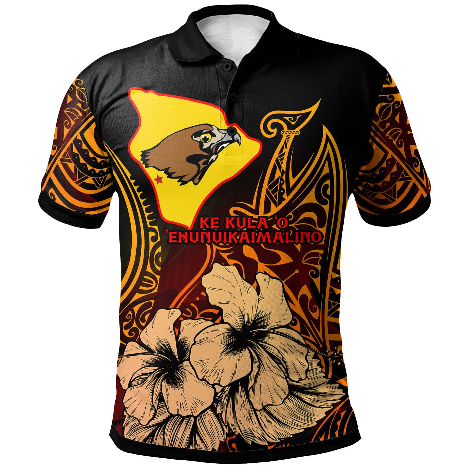 Hawaii Custom Polo Shirt - Ke Kula o Ehunuikaimalino High School with Polynesian Pride Pattern