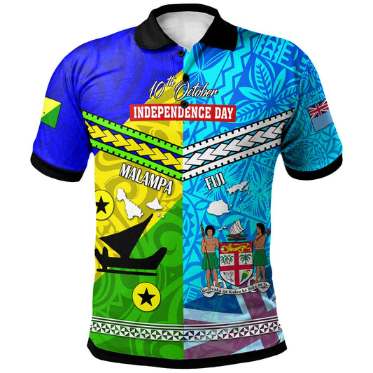 Fiji Polynesian Polo Shirt - Custom Malampa and Fiji Independence Day with Tapa Polynesian Polo Shirt