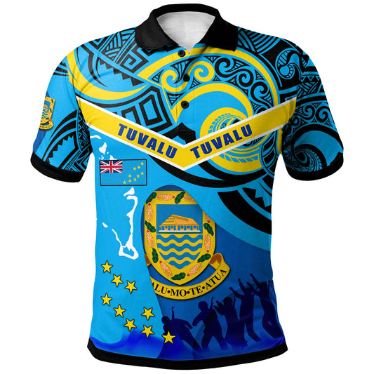 Tuvalu Polynesian Day Polo Shirt - Custom Happy Tuvalu Independence Day with Polynesian Culture Polo Shirt