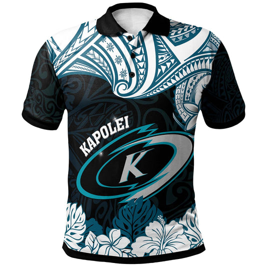 Hawaii Kapolei High School Custom Polo Shirt - Kapolei High School Hibicus Flower and Polynesian Pattern