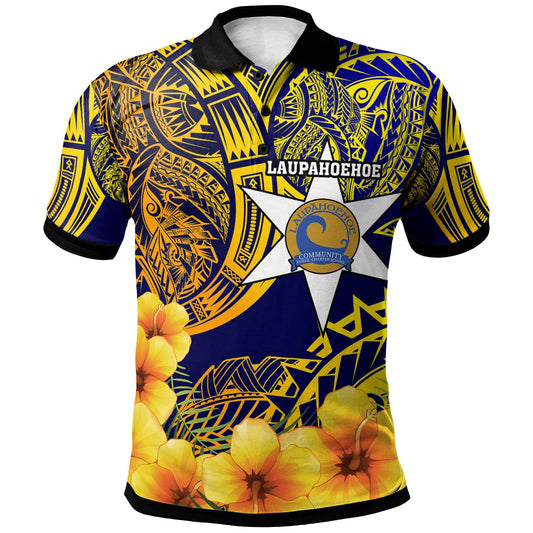 Hawaii Custom Polo Shirt - Laupahoehoe Community Public Charter School with Polynesian and HIbicus Flower