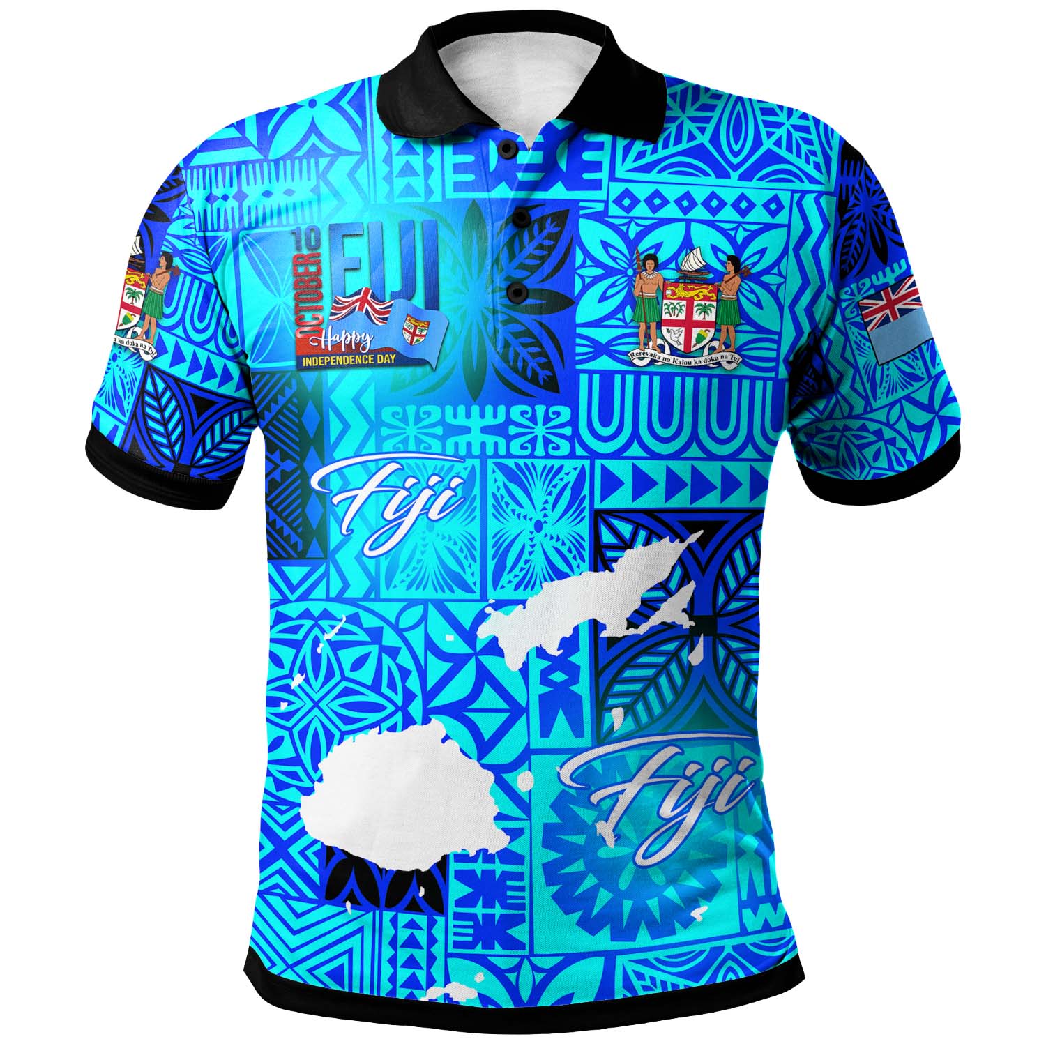 Fiji Polynesian Polo Shirt - Custom Fiji Independence Day with Tapa Patterns and Fiji Map Polo Shirt