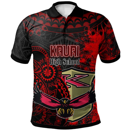 Hawaii Custom Polynesian Polo Shirt - Kauai High School Red Eagles Polynesian Tribal Pattern