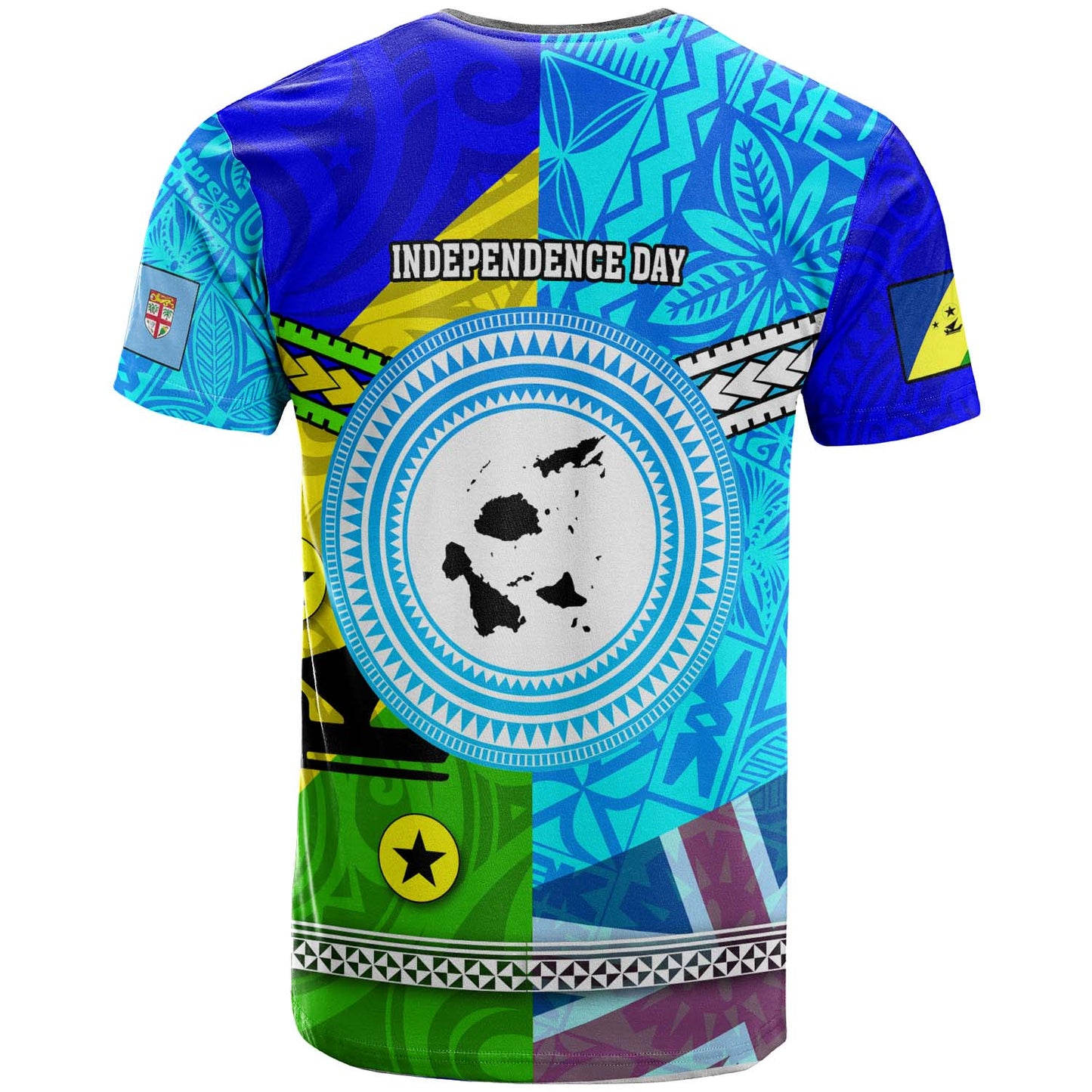 Fiji Polynesian T-Shirt - Custom Malampa and Fiji Independence Day with Tapa Polynesian T-Shirt