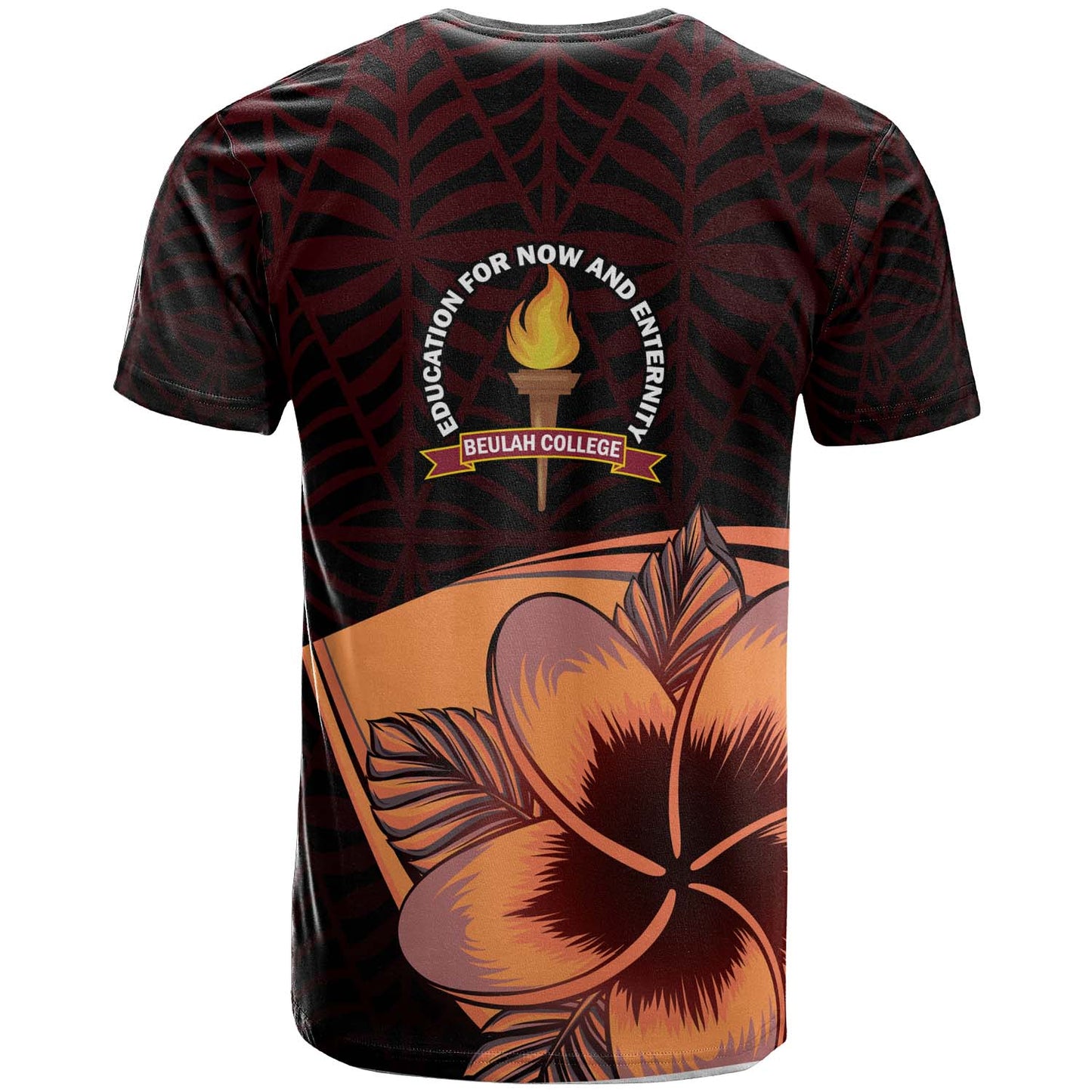 Tonga Custom Personalised T-shirt - Beulah College Polynesian Pattern with Flower Tribal T-shirt