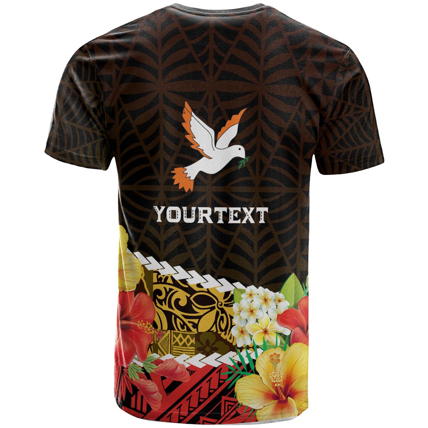 Tonga Custom T-shirt - Tailulu College Polynesian with Flower and Tonga Pattern