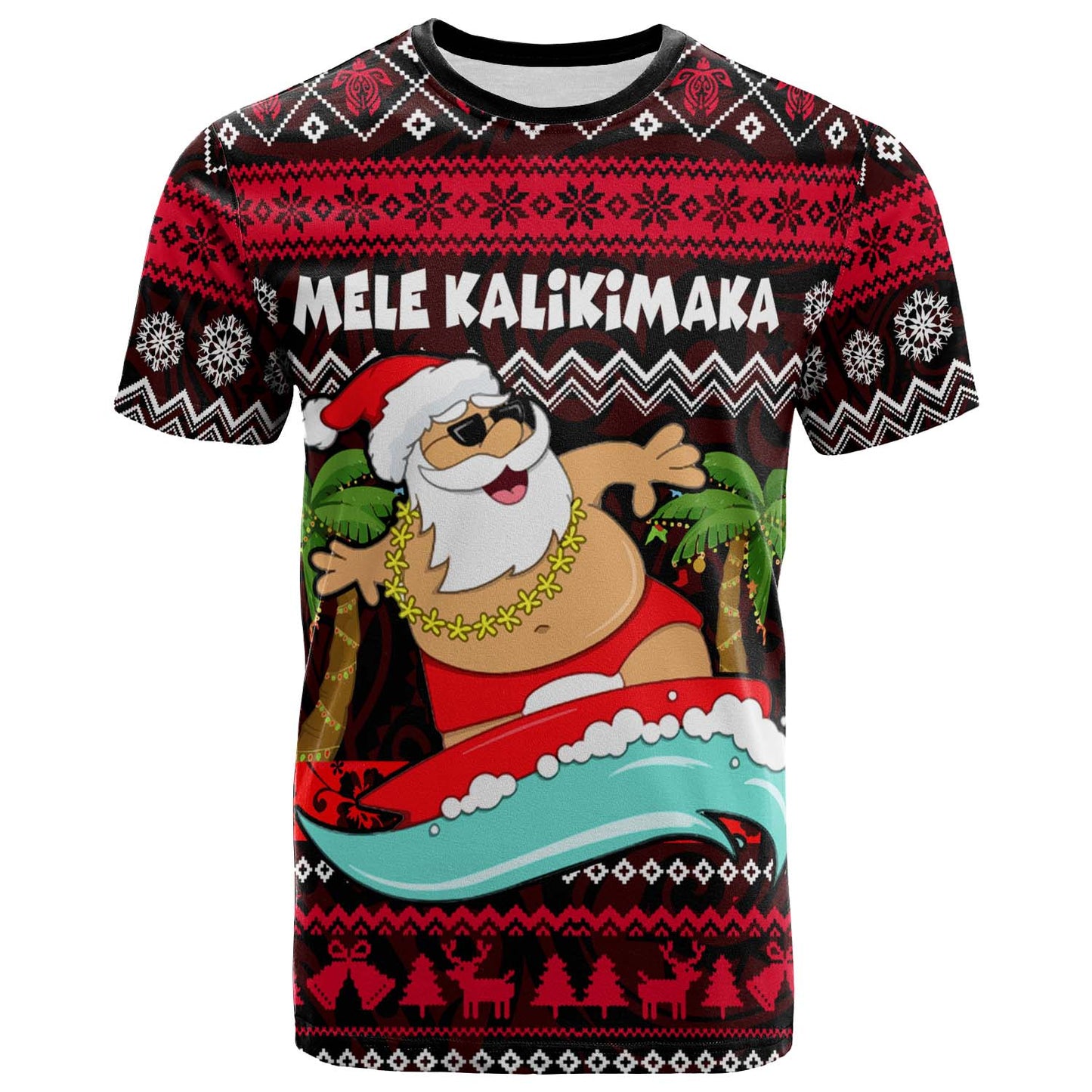 Hawaii Polynesian T-shirt - Custom Happy Mele Kalikimaka Christmas Polynesian T-shirt