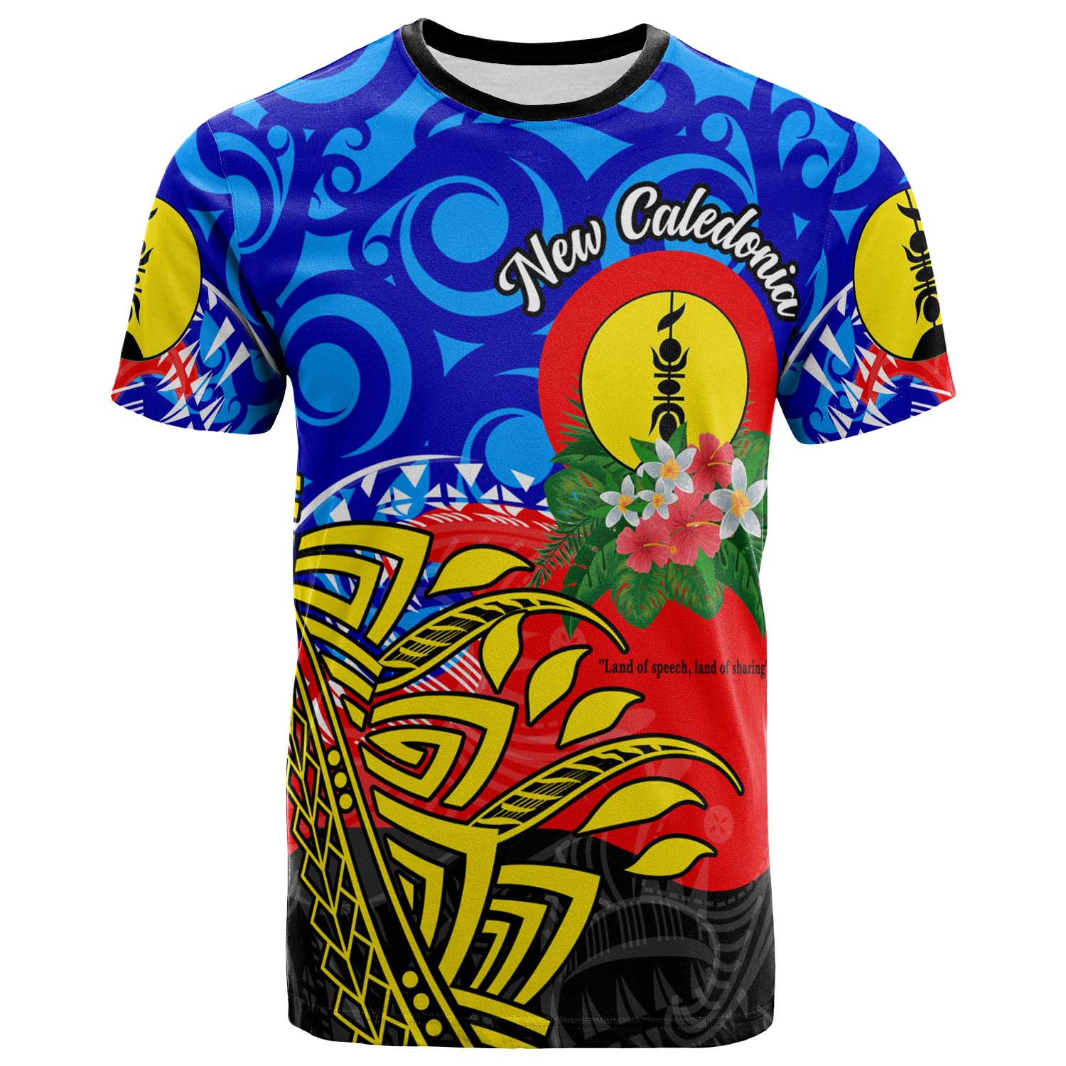 New Caledonia T-shirt - Custom Personalised "Land of Speech, Land of Sharing" with Polynesian T-shirt