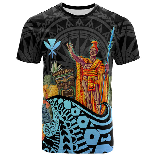 Kanaka Maoli T-shirt - Custom Personalised Kamehameha King and Tiki Mask Polynesian Culture