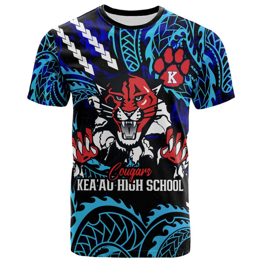 Hawaii Custom T-shirt - Keaʻau High School Cougars with Polynesian Patterns Galaxy