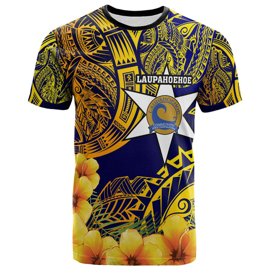 Hawaii Custom T-shirt - LaupÄÂhoehoe Community Public Charter School with Polynesian and HIbicus Flower